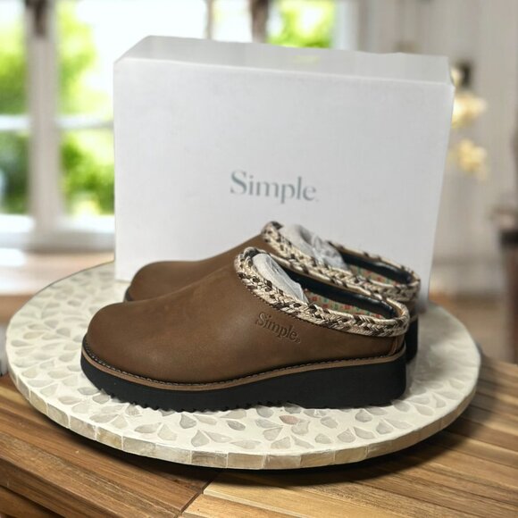 Simple $149 Leather Clog Mules Women’s 6 Brown Platform Slip-On Boho Comfortcore - Picture 7 of 14